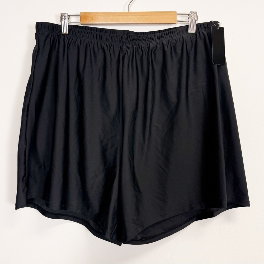 Island Escape Swim Shorts Womens 16W Black Thigh Minimizer Bottom NEW NWT